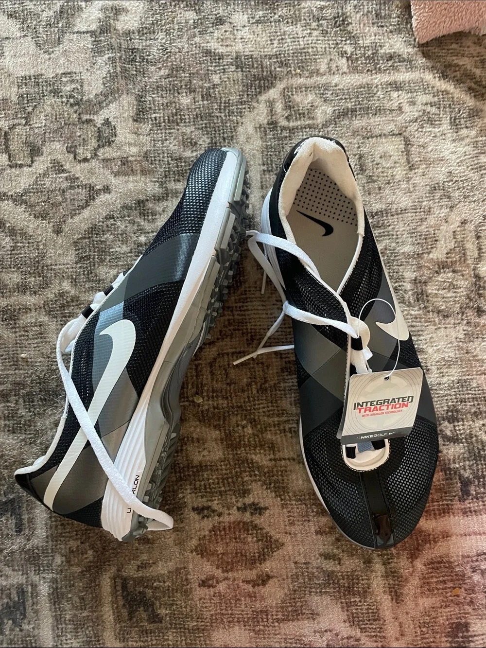 Nike Black, Gray & White Golf Spiked Shoes